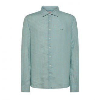 Sun 68 S35110 Camicia Linen Micro Chec Casual Uomo
