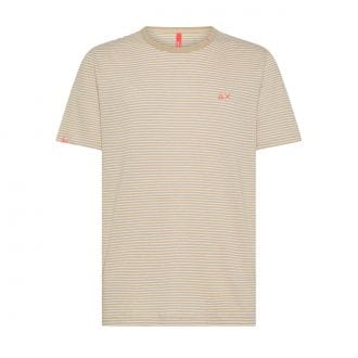 Sun 68 T35147 T Shirt Jersey Linen Stripes Casual Uomo