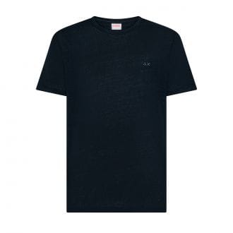 Sun 68 T36130 T-shirt Girocollo Jersey Linen Solid Casual Uomo