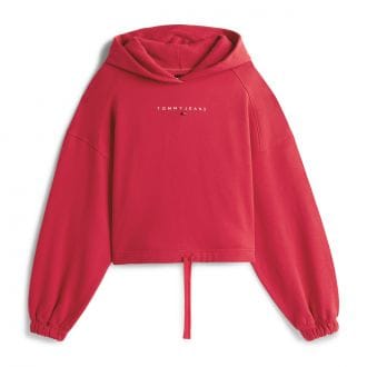 Tommy Jeans Dw0dw21607 Felpa Cappuccio Linear Cropp Bling H. Donna Casual Donna
