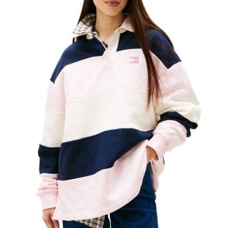 Tommy Jeans Dw0dw21927 Polo Ls Badge Stripe Rugby Donna Casual Donna