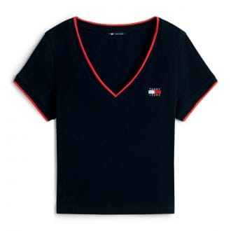Tommy Jeans Dw0dw22275 T-shirt Slim Badge V Nec Donna Casual Donna