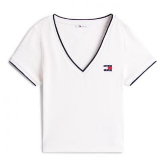 Tommy Jeans Dw0dw22275 T-shirt Slim Badge V Nec Donna Casual Donna