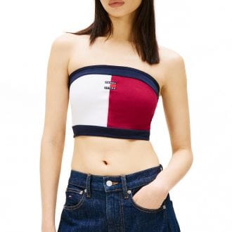 Tommy Jeans Dw0dw22637 Top Flag Badge Tube Dnna Casual Donna
