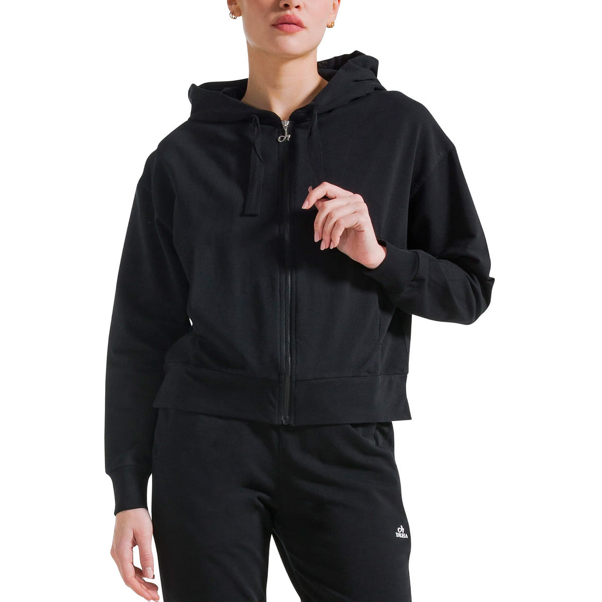 FELPA CAPPUCCIO  FULL ZIP ORGANIC STRETCH DONNA