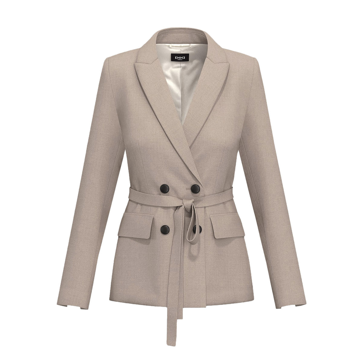 GIACCA DOPPIO PETTO CON CINTURA IN FLANELLA DONNA