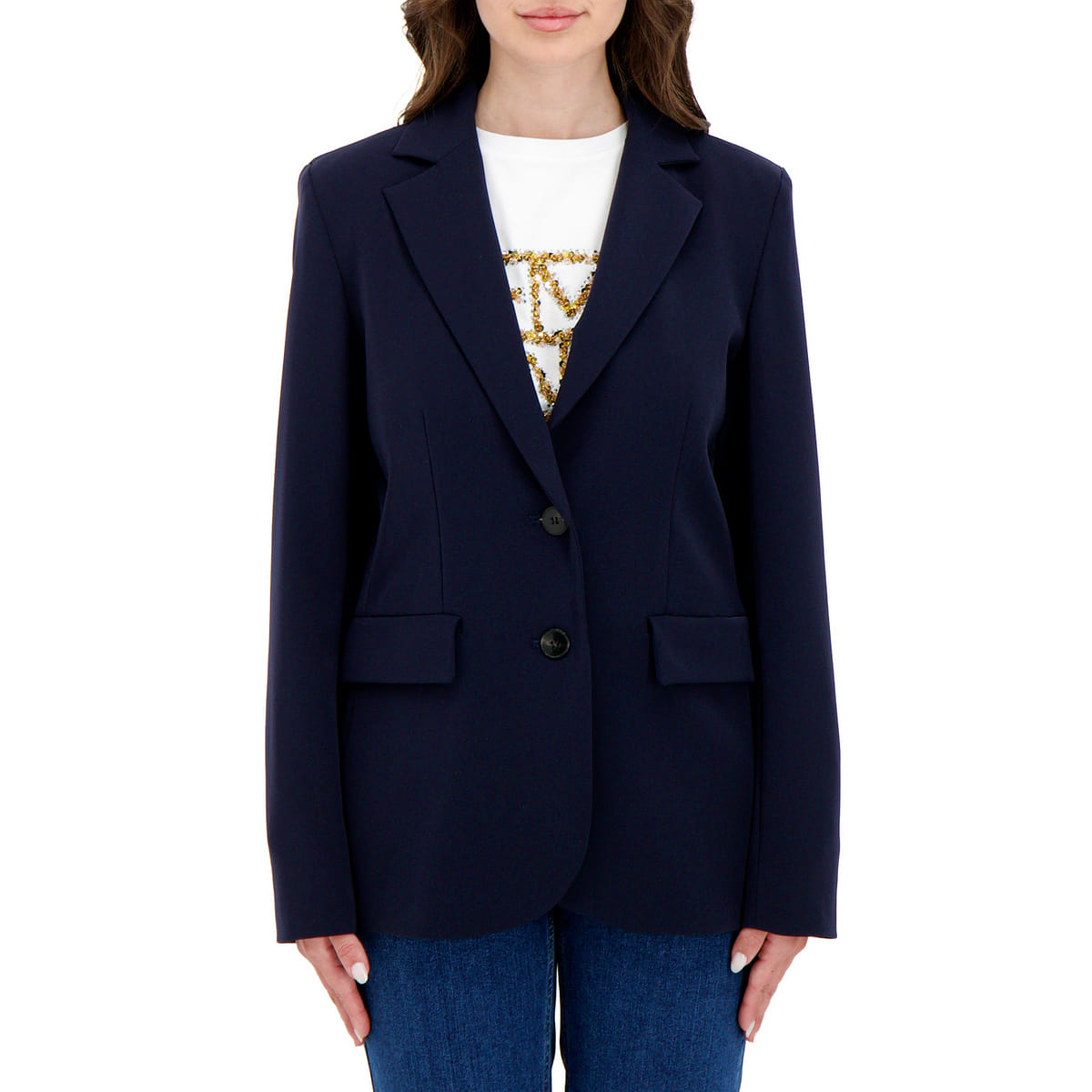 Giacca Monopetto In Twill Stretch Donna