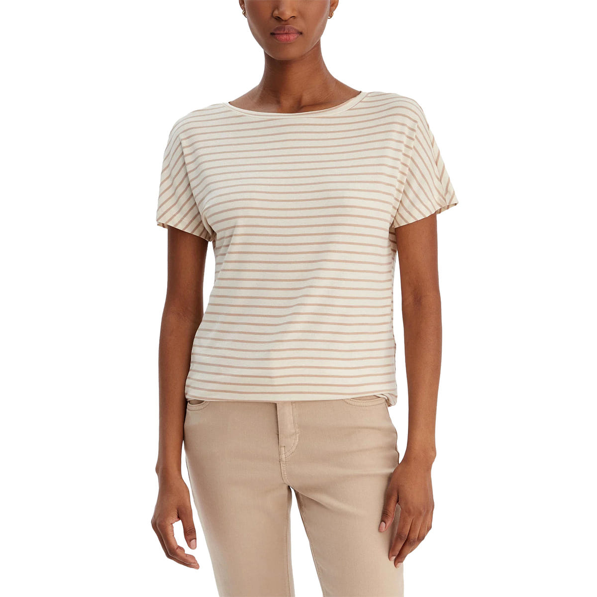 T-SHIRT IN JERSEY STRETCH A RIGHE DONNA