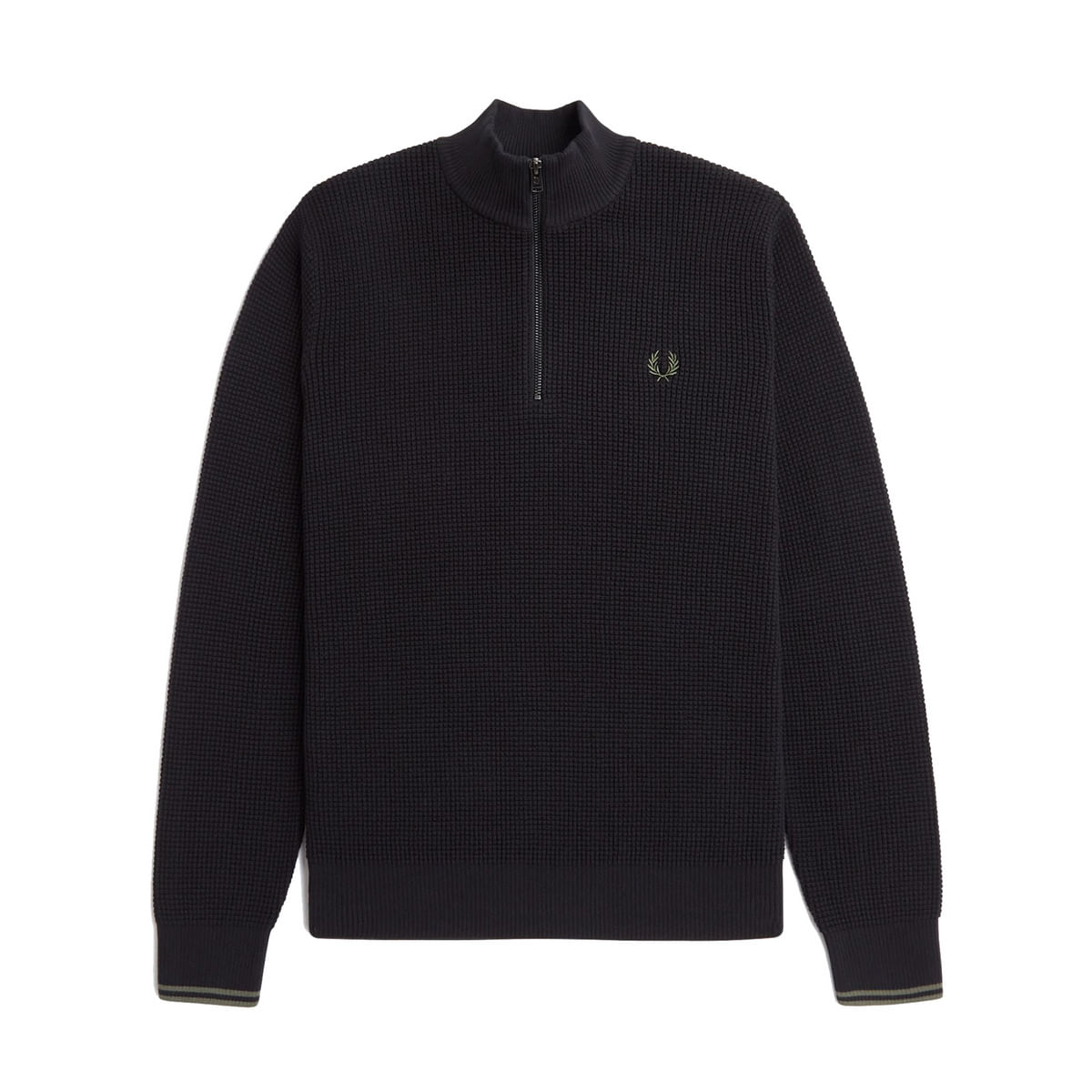 MAGLIONE MEZZA ZIP IN COTONE WAFFLE