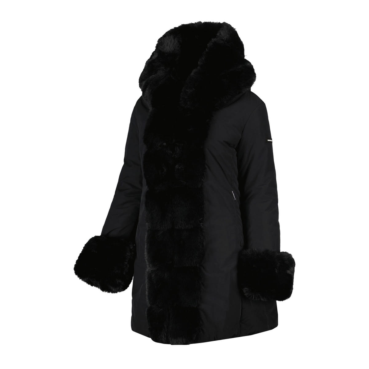 CAPPOTTO CON INSERTI ECOPELLICCIA HUVI DONNA