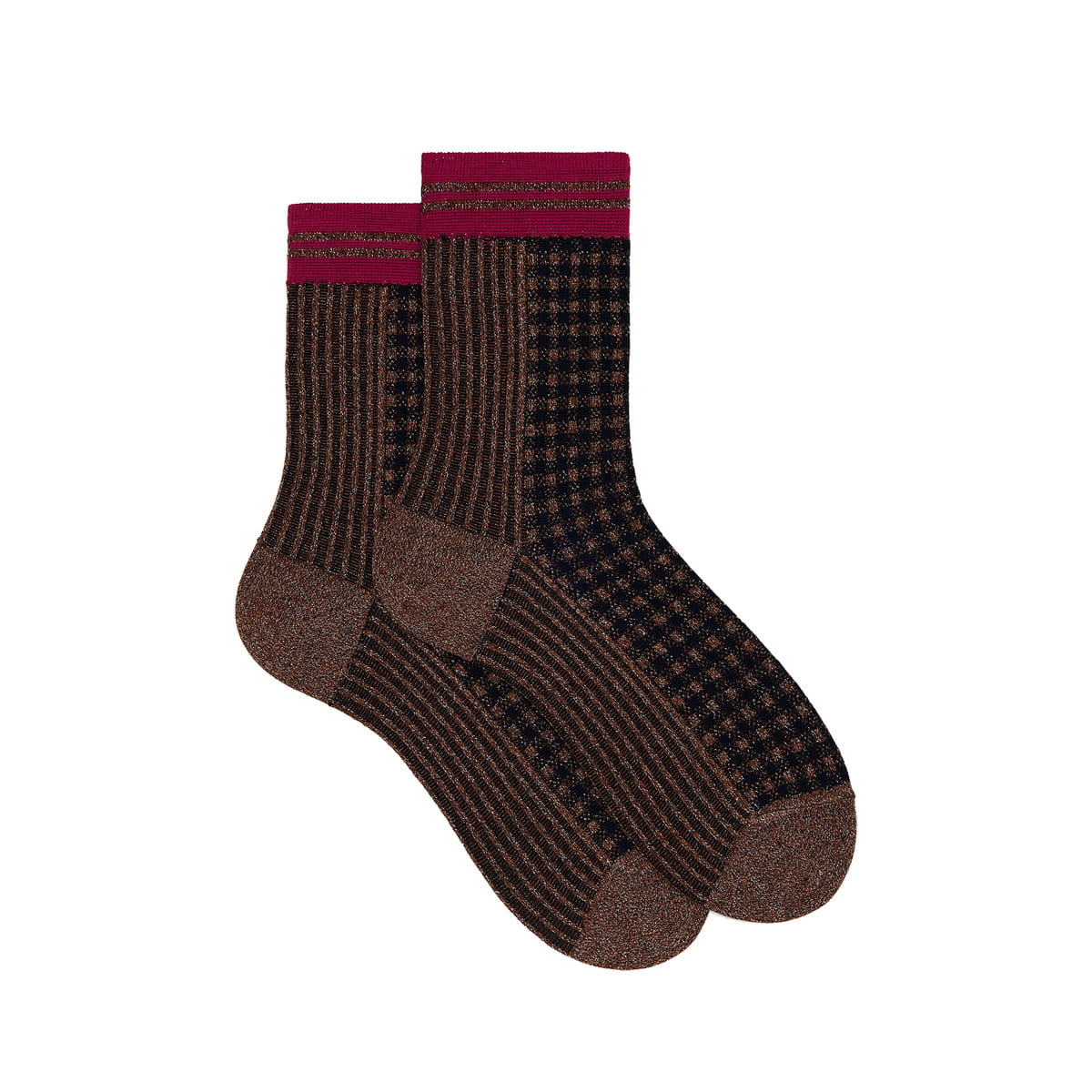 CALZA CORTA PIED DE POUL TWIN RIB DONNA