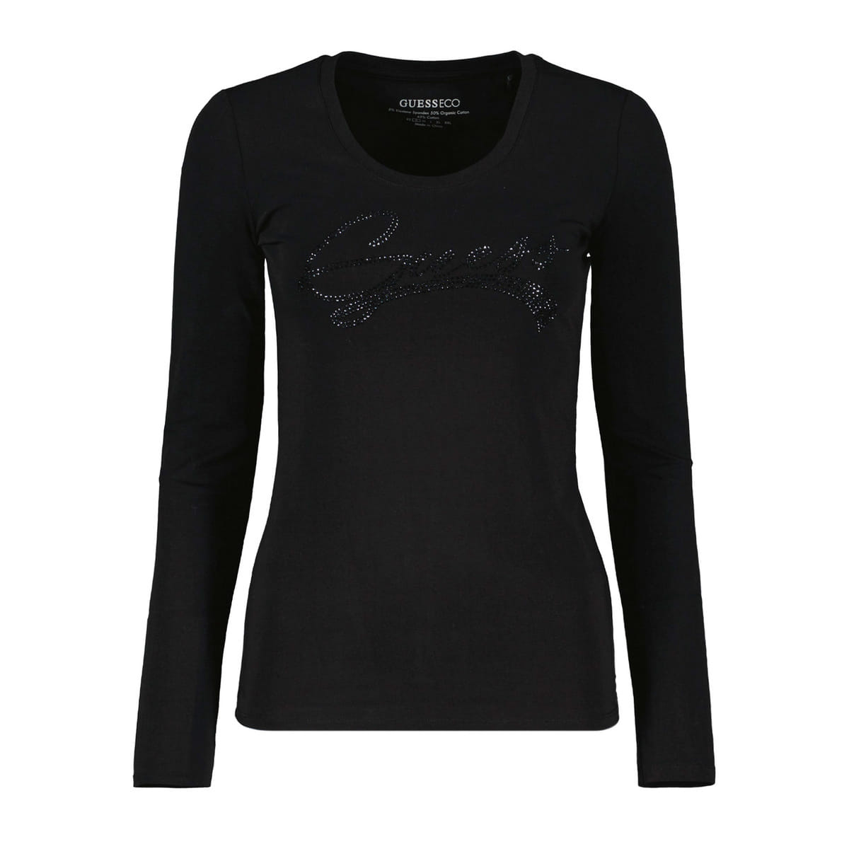 MAGLIA MANICA LUNGA LOGO STRASS DONNA