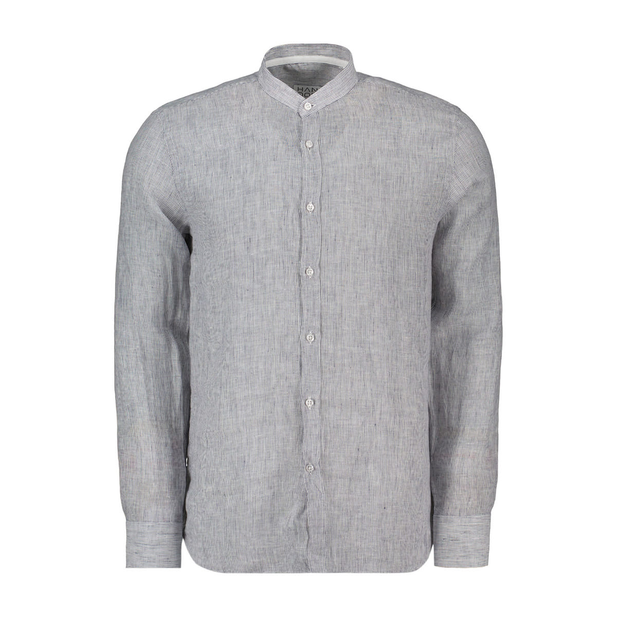 CAMICIA COLLO COREANA IN LINO A RIGHE