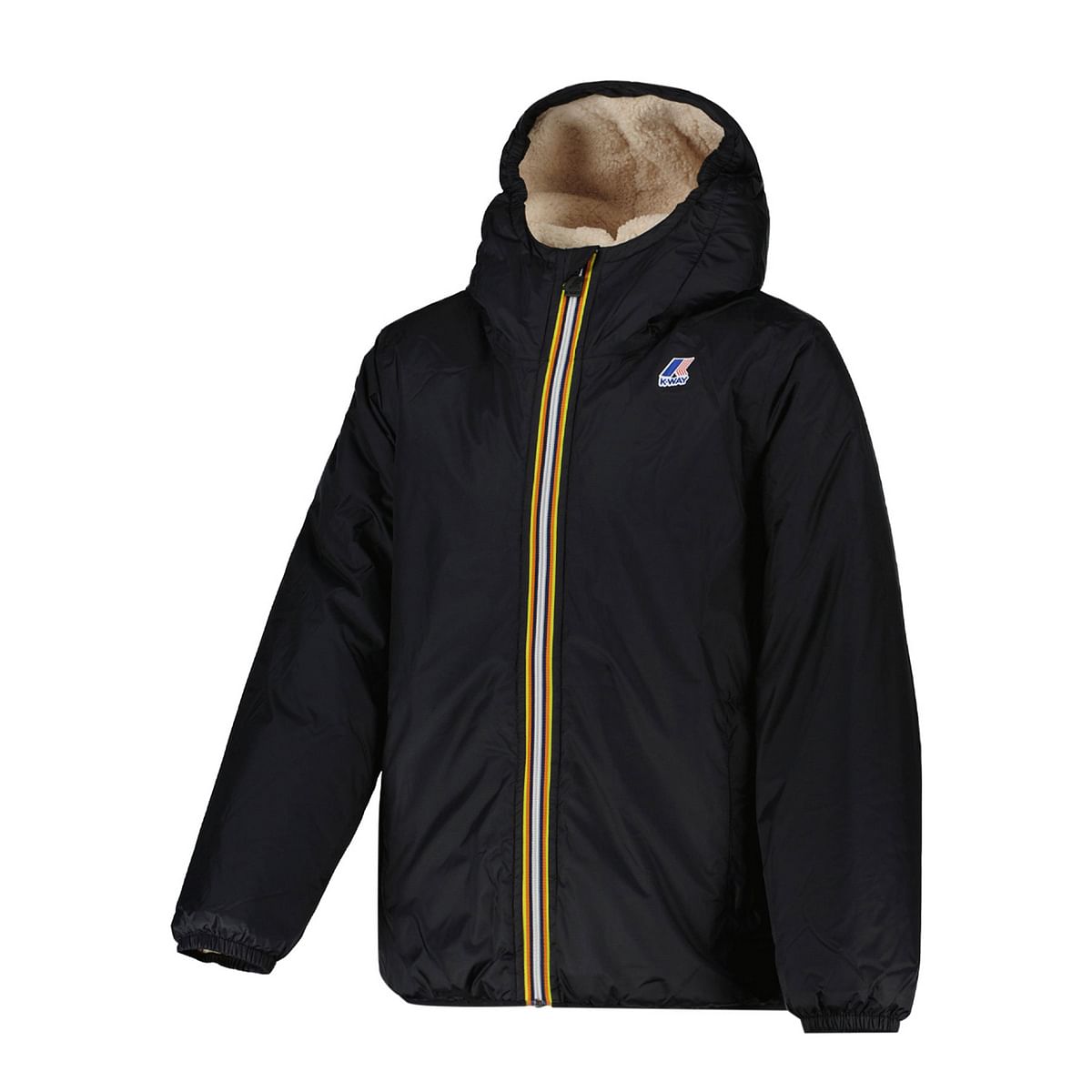 K WAY GIACCA LE VRAI 3.0 CLAUDE ORSETTO BAMBINO 047850201 CO6 ECRU BLACK PURE Giacche Giacconi Bambino Moda
