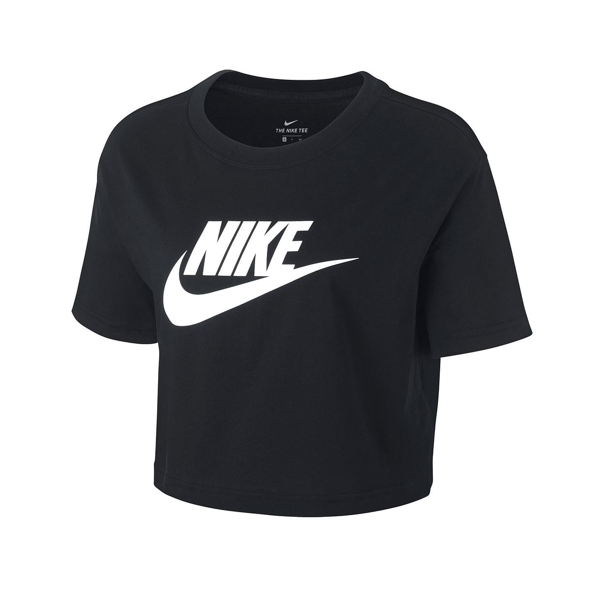 NIKE T SHIRT CROP ESSENTIAL DONNA 040265501 010 BLACK WHITE Maglie Sport Style Donna Moda