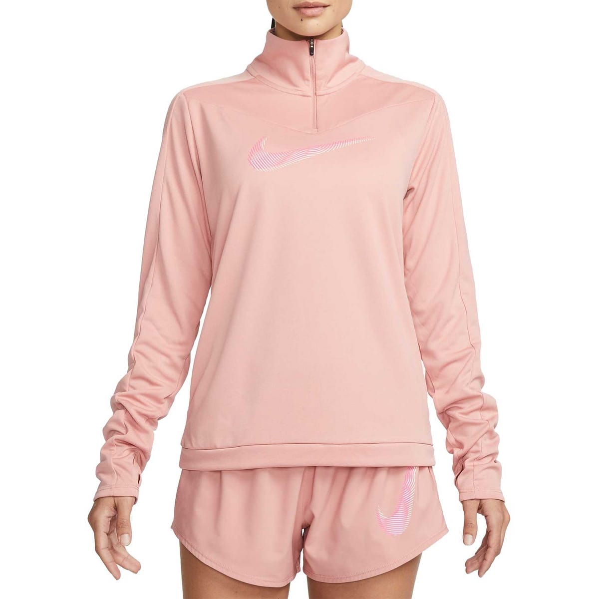 MAGLIA MANICA LUNGA 1/2 ZIP DRI-FIT SWOOSH HBR PACER DONNA