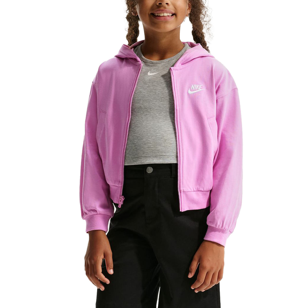FELPA FULL ZIP CON CAPPUCCIO BAMBINA