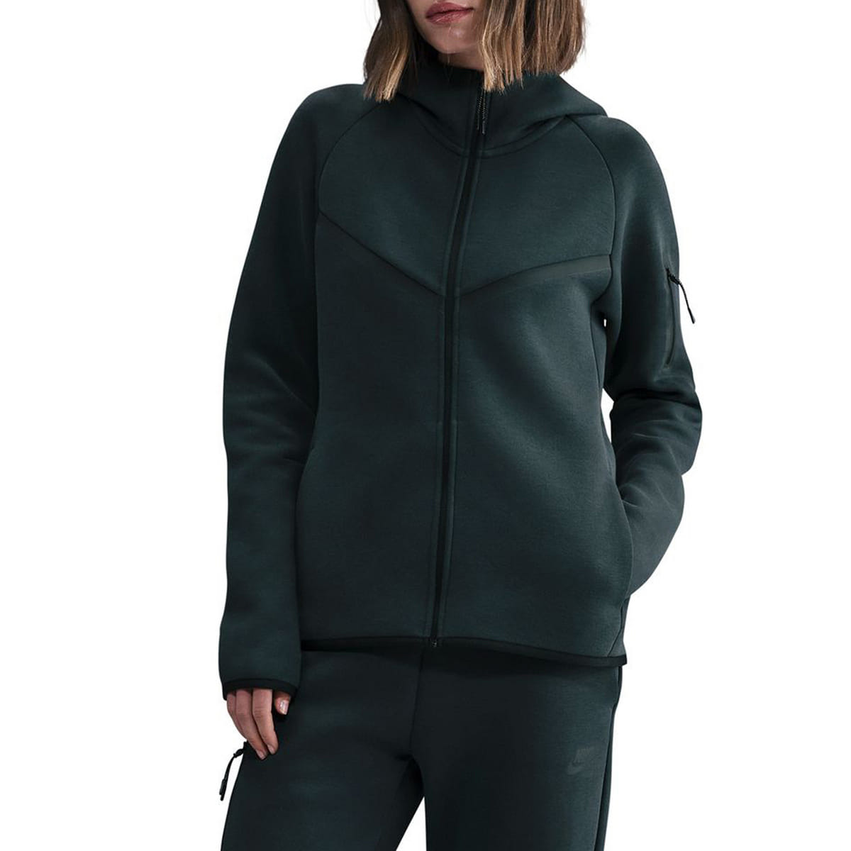 FELPA FULL ZIP CON CAPPUCCIO TECH FLEECE DONNA