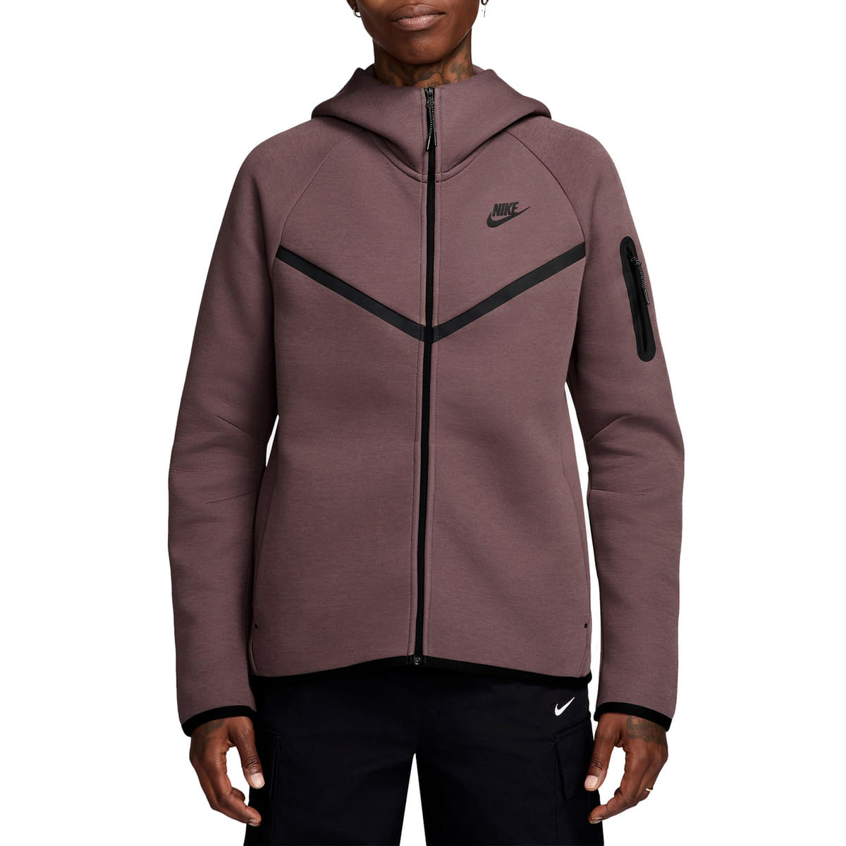 FELPA FULL ZIP CON CAPPUCCIO TECH FLEECE DONNA