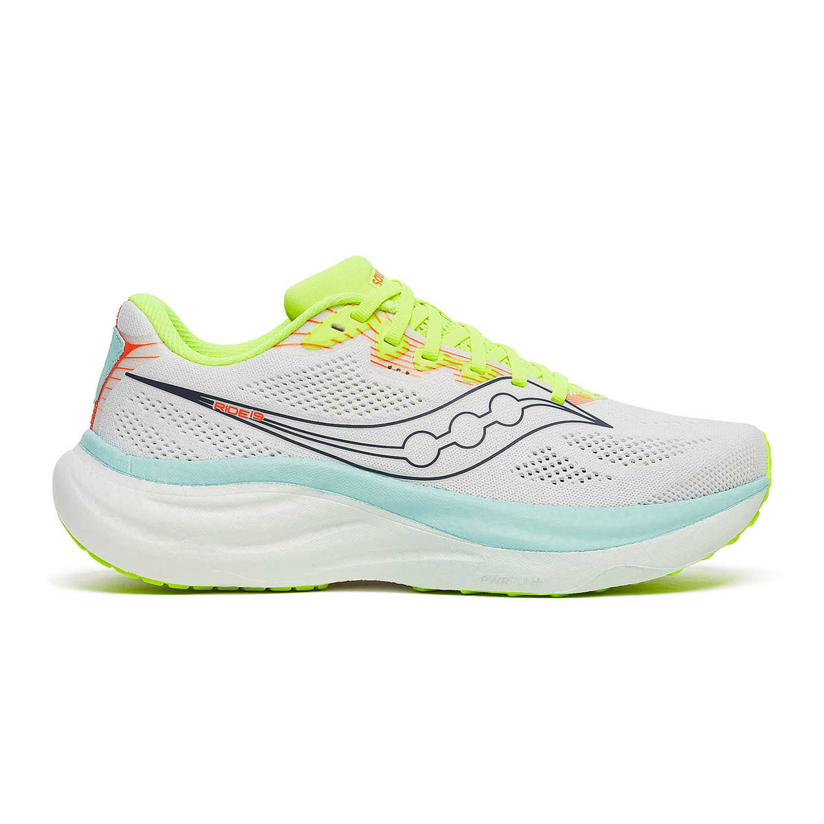 Scarpe Saucony Ride 19 Bianco Giallo SS26 Donna, Taglia 38,5 - Eur