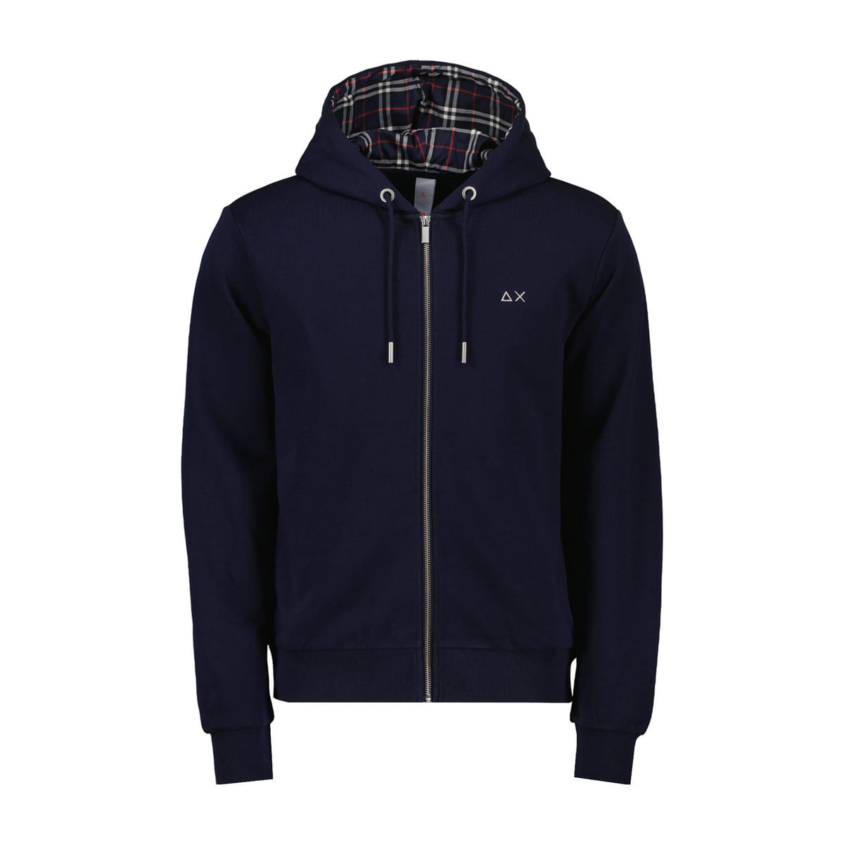 FELPA FULL ZIP CON CAPPUCCIO INSERTI TARTAN