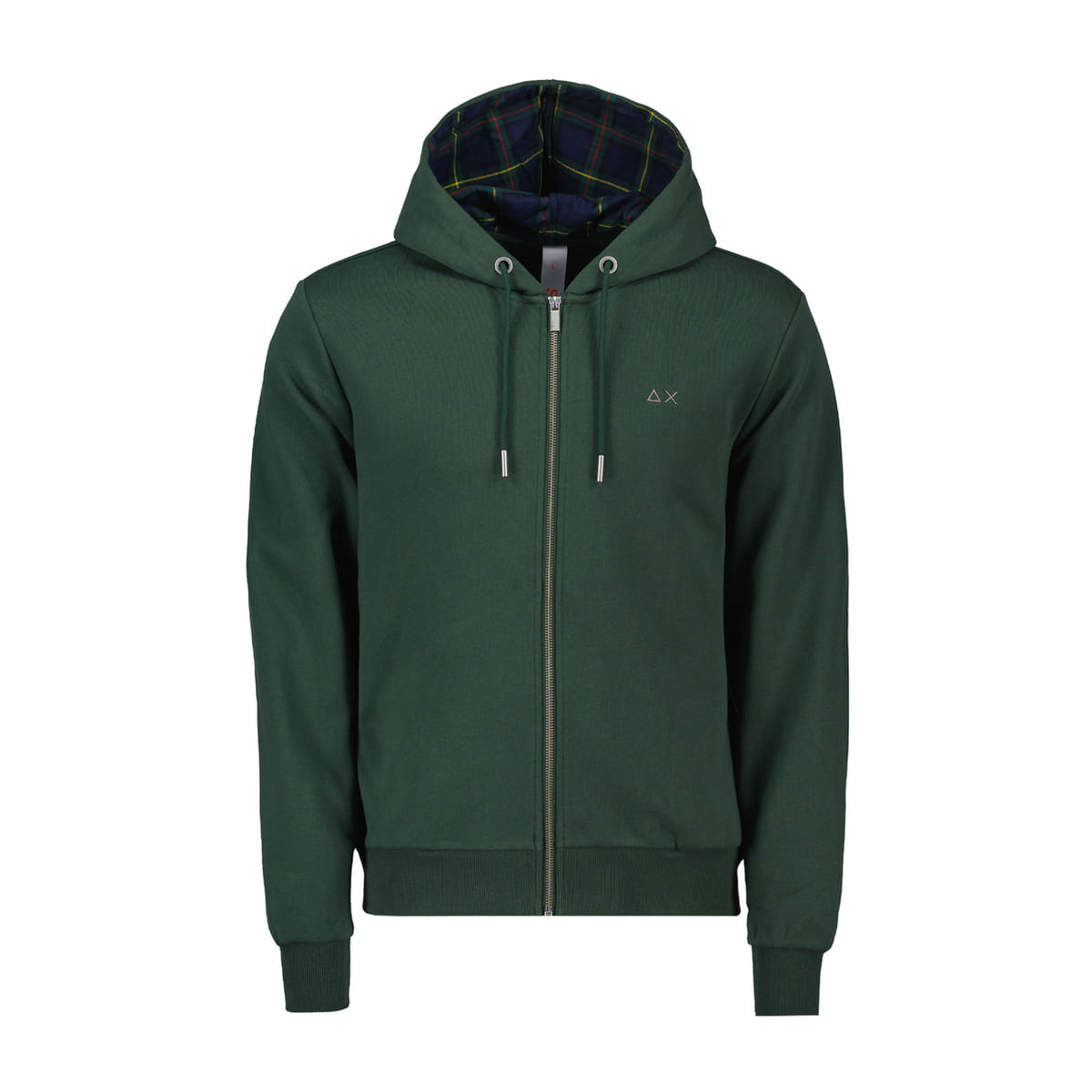 FELPA FULL ZIP CON CAPPUCCIO INSERTI TARTAN