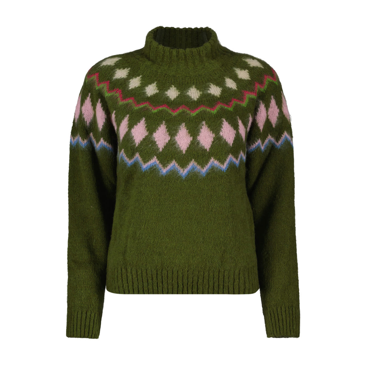 MAGLIONE LUPETTO NORVEGIAN JACQUARD MISTO CHACHEMIRE DONNA