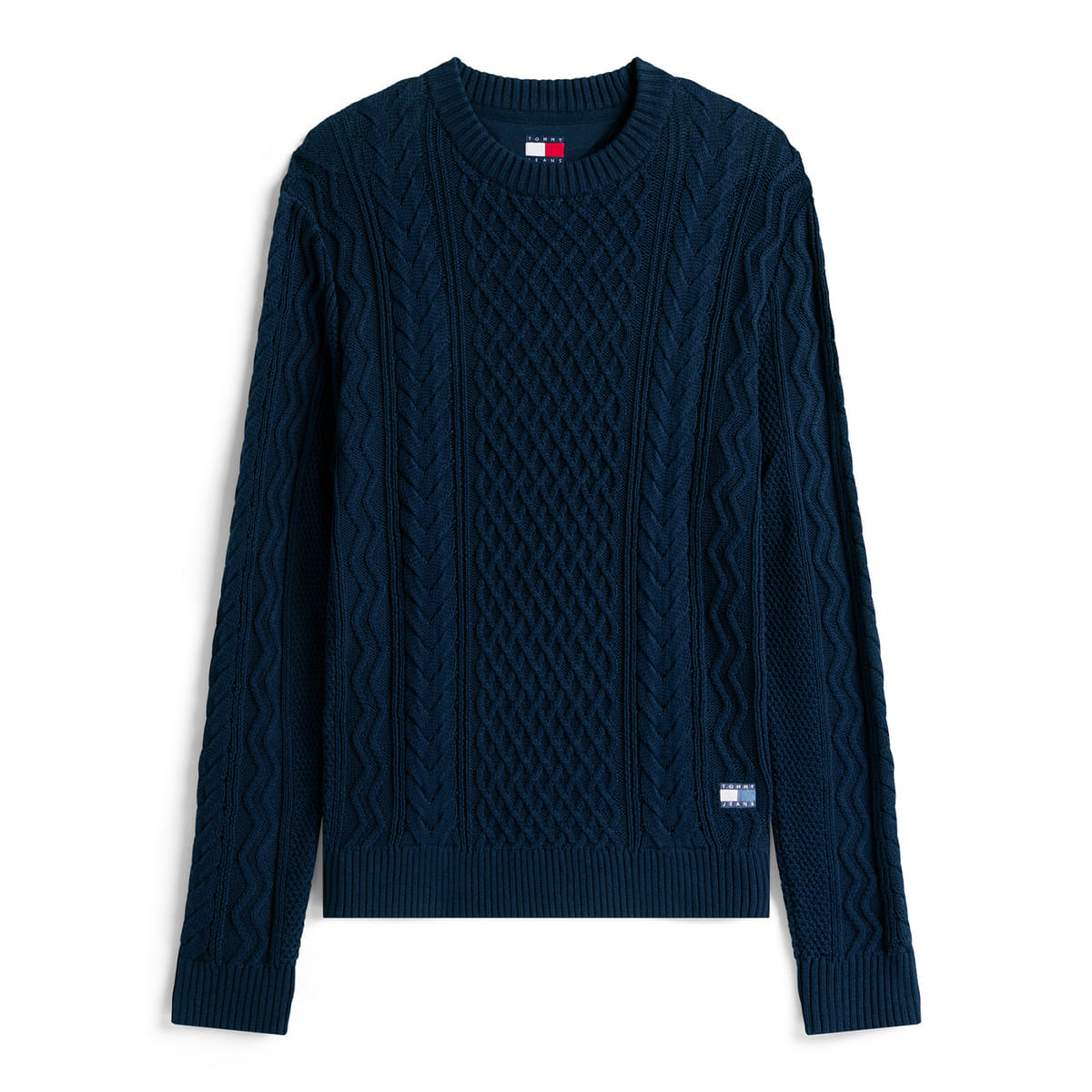MAGLIONE GIROCOLLO SLIM BADGE CABLE TRECCIA