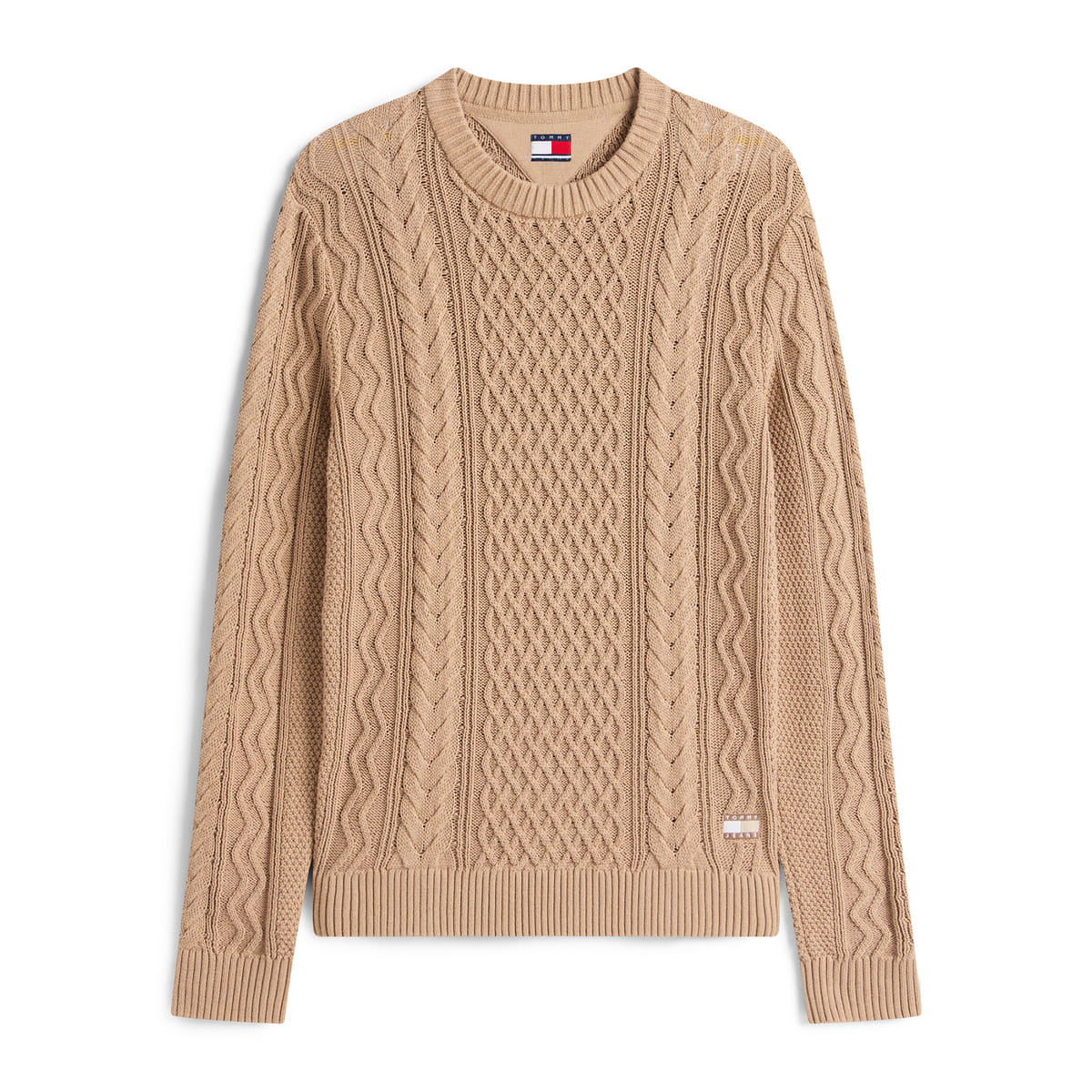 MAGLIONE GIROCOLLO SLIM BADGE CABLE TRECCIA