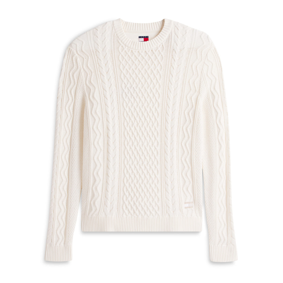 MAGLIONE GIROCOLLO SLIM BADGE CABLE TRECCIA