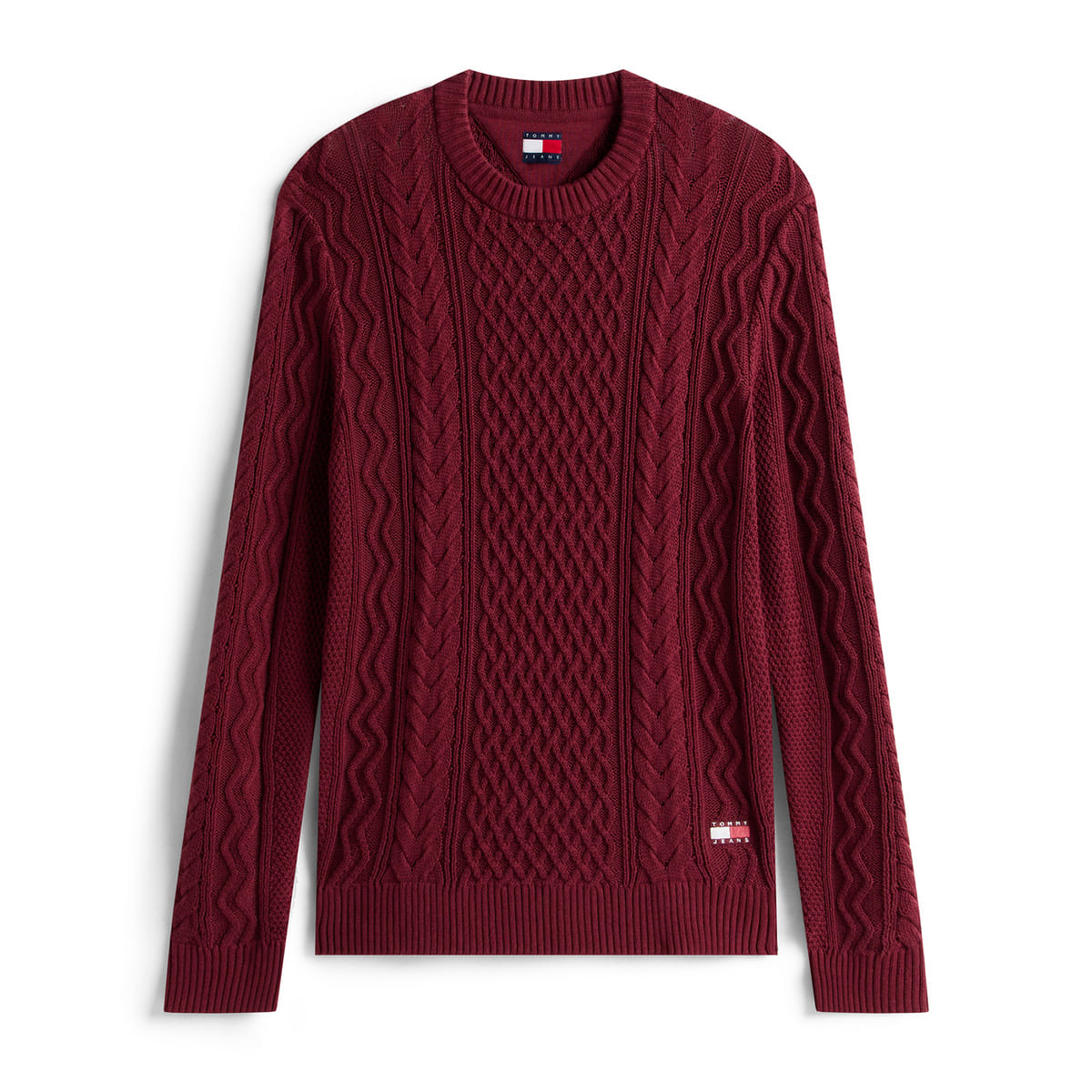MAGLIONE GIROCOLLO SLIM BADGE CABLE TRECCIA