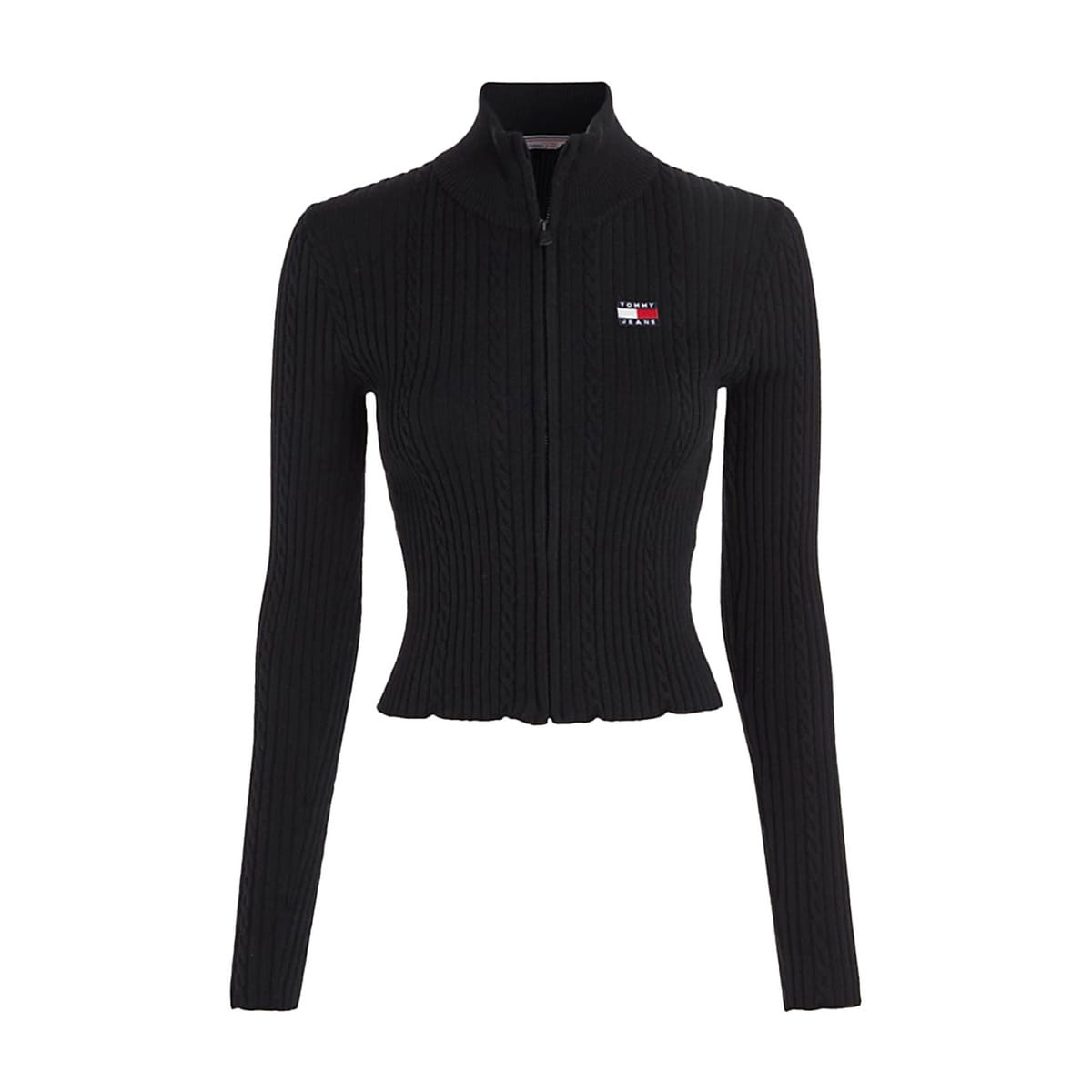 MAGLIONE FULL ZIP SLIM A COSTE E TRECCE DONNA