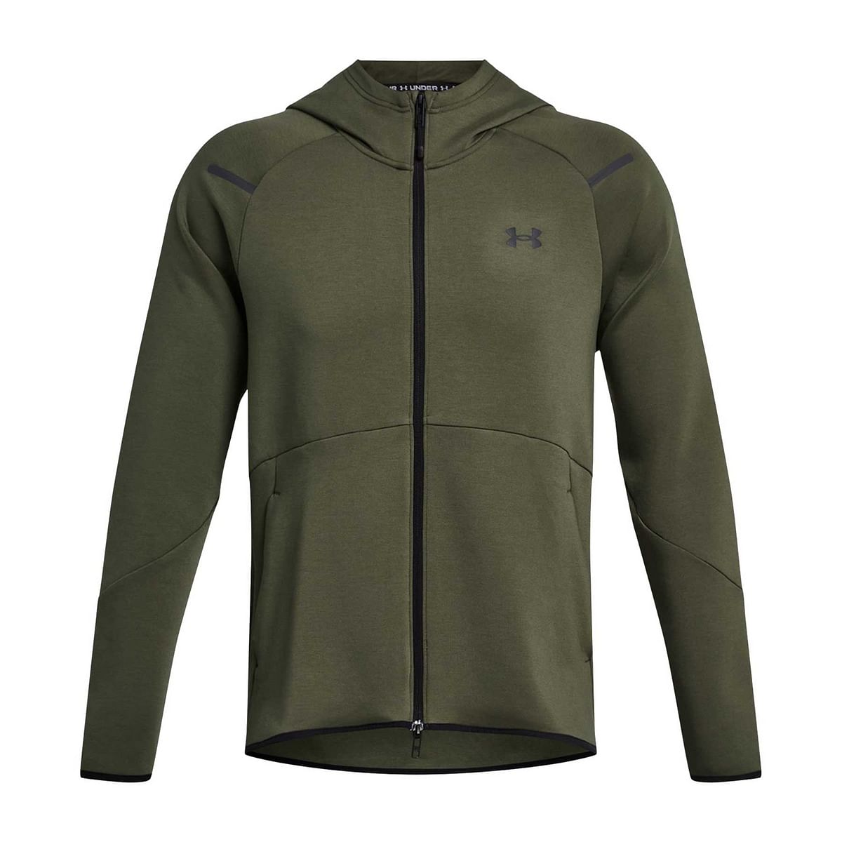 UNDER ARMOUR FELPA FULL ZIP CON CAPPUCCIO UNSTOPPABLE FLEECE 047855701 390 MARINE OD GREEN Felpe Abbigliamento Training e Palestra Sport