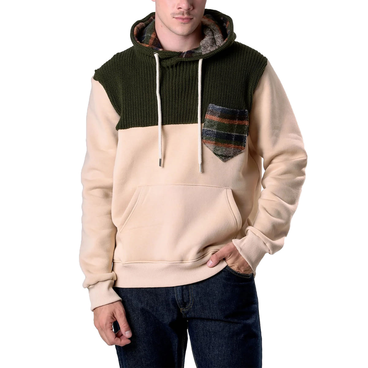 FELPA CAPPUCCIO INSERTI MAGLIA