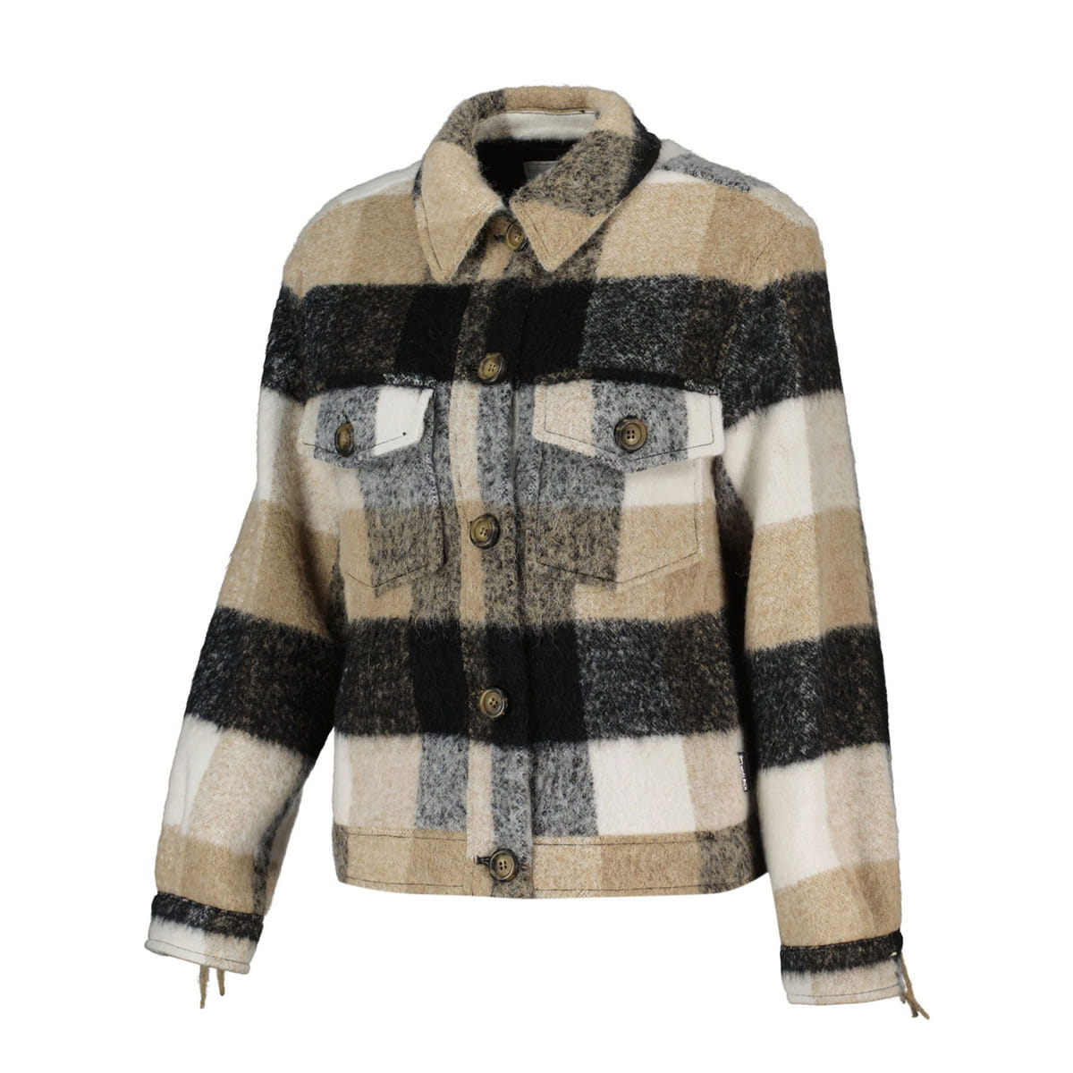 GIACCA OVERSHIRT FRINGE CHECK DONNA